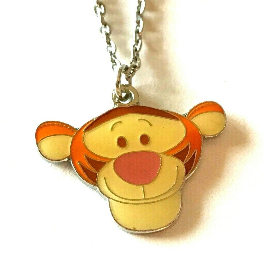 Vintage Disney Tigger Winnie The Pooh Necklace Charm 18" Silver Disneyana
